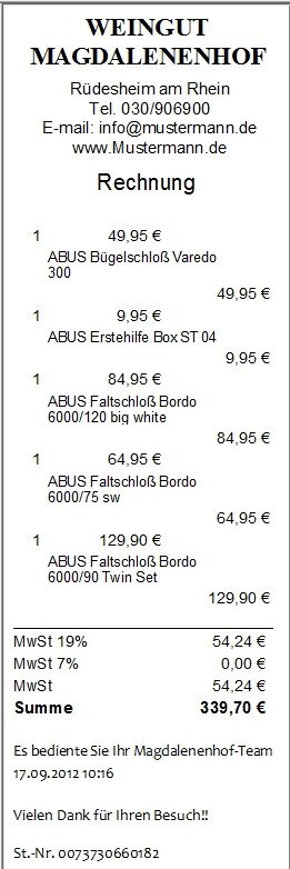 Kassensoftware Ansicht